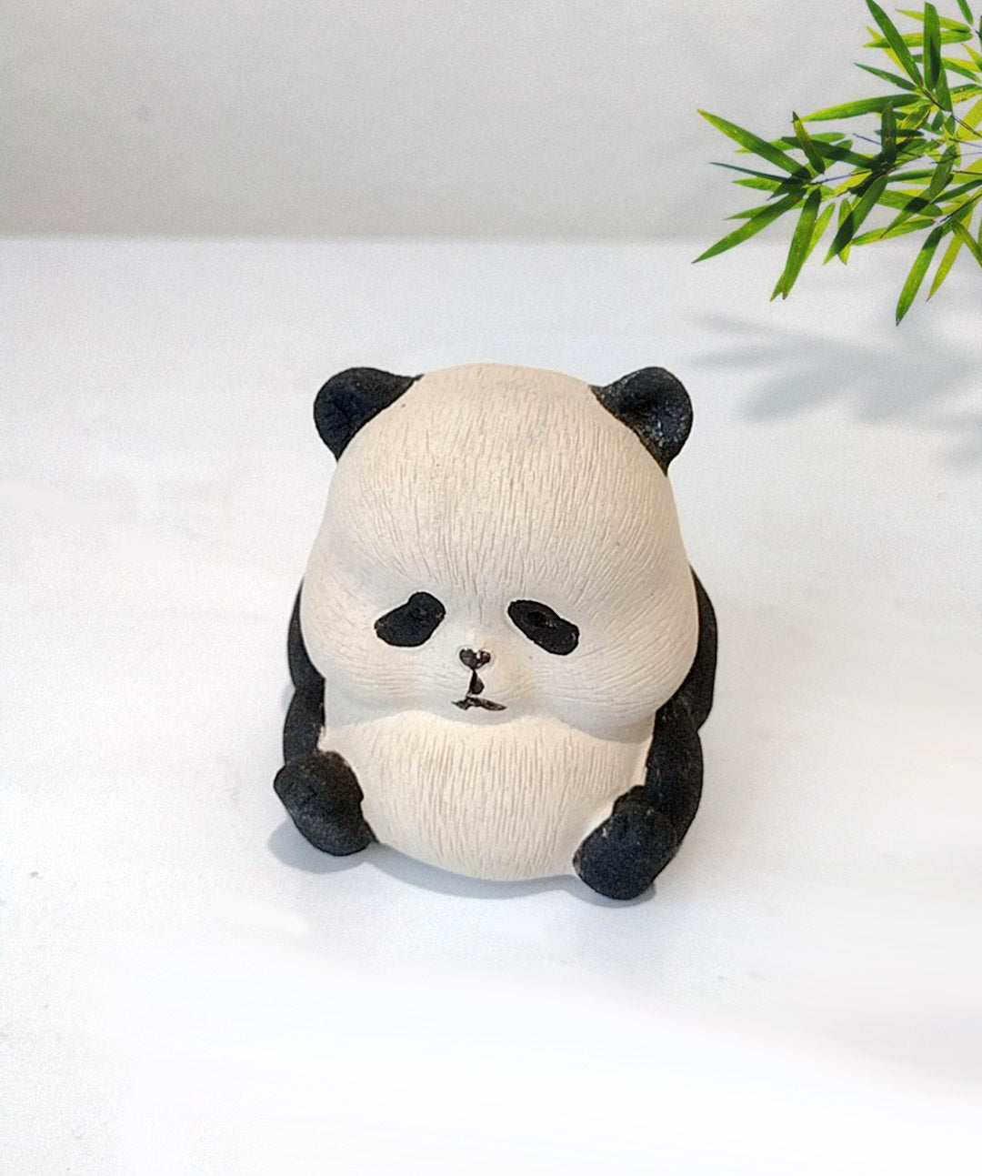 China Yixing Zisha Handmade Tea Pet A melancholy yet adorably clumsy panda 呆呆的熊猫, Made of Yixing Zisha Clay