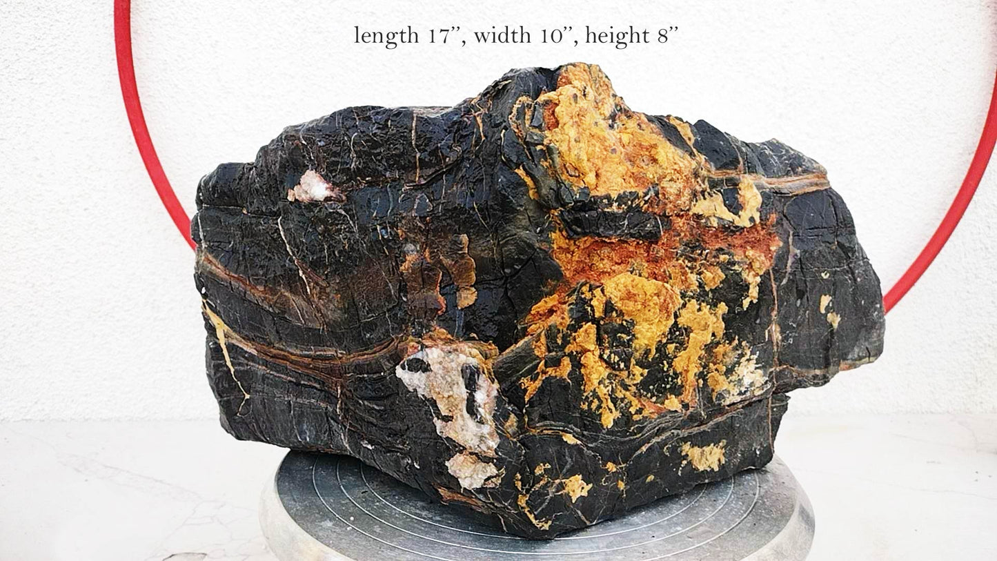 Natural Lingbi Stone Bonsai Pot 01- Whole-Piece Unique Landscape Viewing Stone 17x10x8in