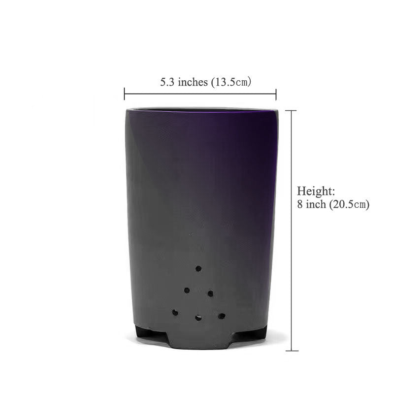 Purple sand flower pot handmade high-draw tube orchid pot simple retro breathable pot zisha planter 紫泥 紫砂花盆