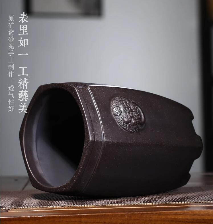 Purple Sand Flower Pot Handmade High Drawing Pipe Stone Lion Orchid Flower Pot Simple Retro Breathable Flower Pot Purple Sand Flower Pot
