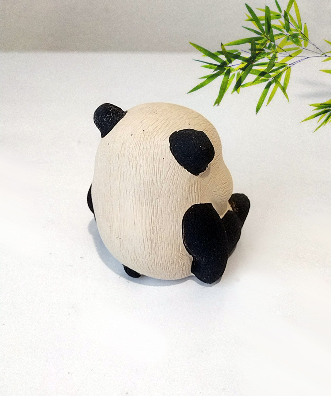 China Yixing Zisha Handmade Tea Pet A melancholy yet adorably clumsy panda 呆呆的熊猫, Made of Yixing Zisha Clay