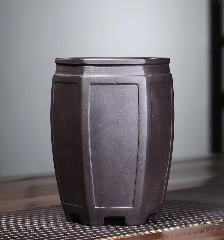 Purple Sand Flower Pot Handmade High Drawing Pipe Stone Lion Orchid Flower Pot Simple Retro Breathable Flower Pot Purple Sand Flower Pot