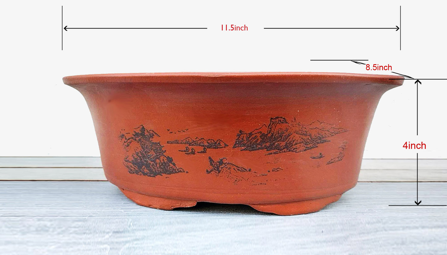 Purple Sand Bonsai Pot handmade The manger Pot simple retro breathable Pot ZiSha Planter 紫砂马槽盆 花盆