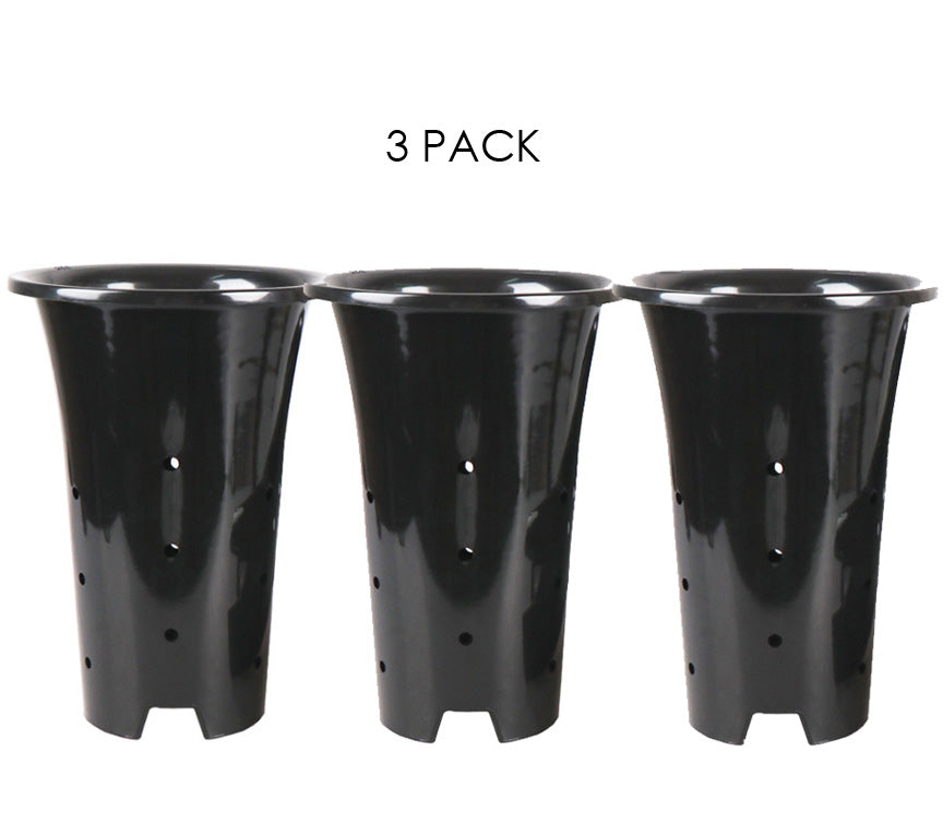 Orchid Pots - Round Plastic Starting Planter Container with Holes Apply to Garden/Outdoor (6.7 Inch, 10inch Black)