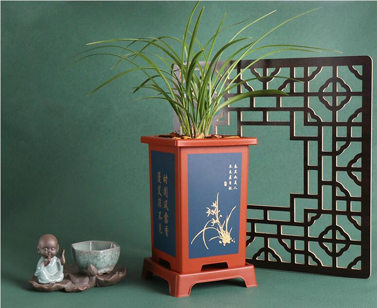 Cymbidium Orchids resin Pots - Rectangular Square Resin Plastic Flower Pot no tray