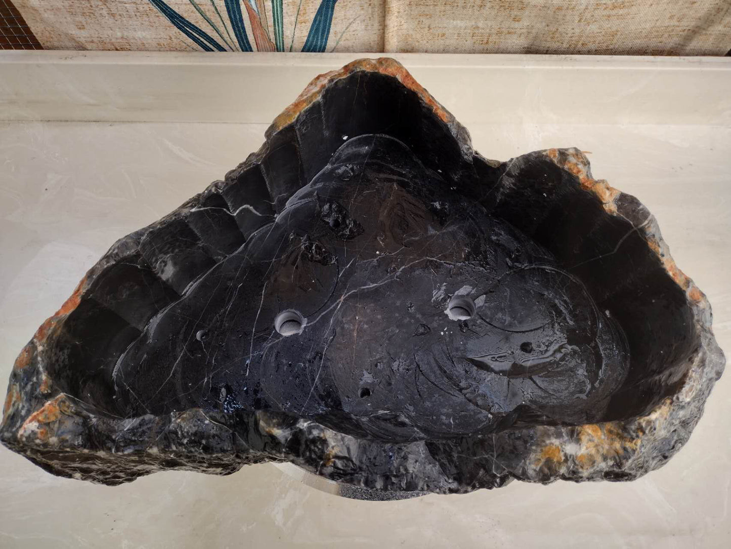 LingBi stone pot – Whole Natural Landscape bonsai Stone 灵璧石盆景盆 China solid natural stone 01