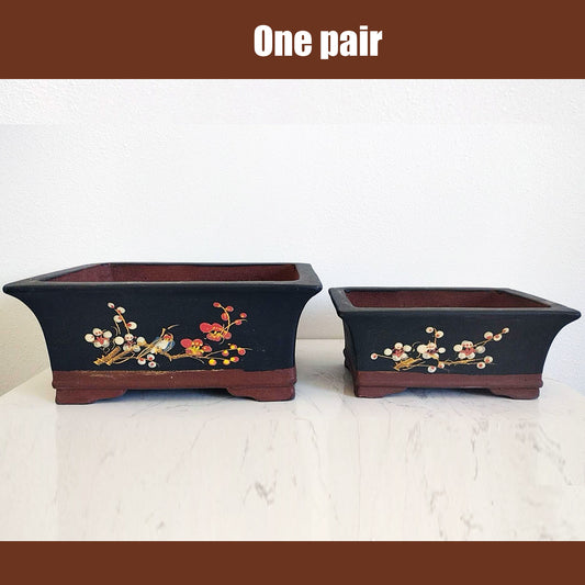 Purple Sand Bonsai Pot Handmade Bonsai Pot Hand Drawn Purple Clay Bonsai Basin