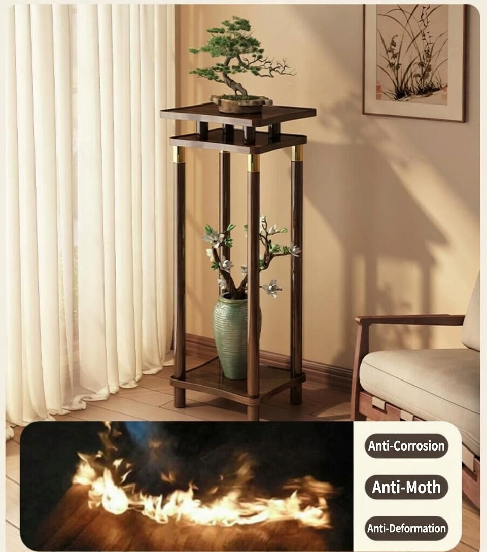 Chinese-style Floor-standing Bonsai Display Stand for Living Room(Black)