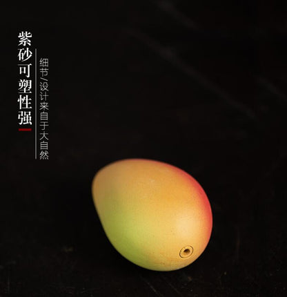Handmade Tea Pet, Cute Mango Figurine, Made of Yixing Zisha Clay 五彩芒果