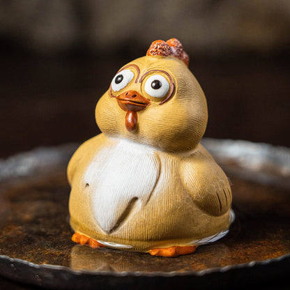 Handmade Tea Pet, FUN Chicken Figurine, Made of Yixing Zisha Clay