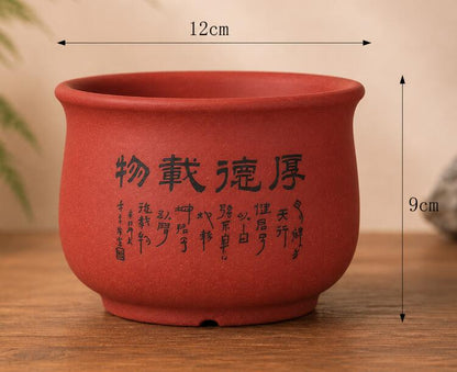 4-Pcs Traditional Zisha Bonsai Pot Set – Elegant Breathable Clay Pots CYMUS Orchids Sale