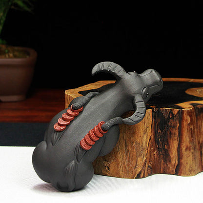 China Yixing Zisha Handmade Tea Pet Bull Decoration, home office decorations, Made of Yixing Zisha Clay