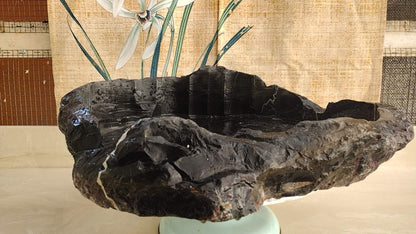 LingBi stone pot – Whole  Natural Landscape bonsai Stone 灵璧石盆景花盆 China solid natural stone 02