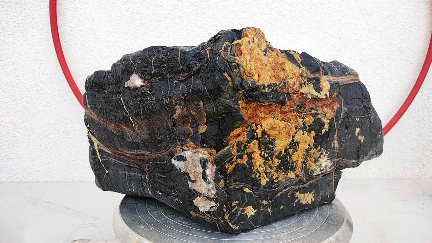 Natural Lingbi Stone Bonsai Pot 01- Whole-Piece Unique Landscape Viewing Stone 17x10x8in