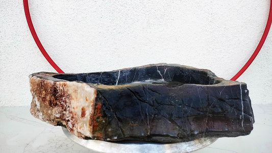 Natural Lingbi Stone Bonsai Pot 03- Whole-Piece Unique Landscape Viewing Stone 17x14x2.5in