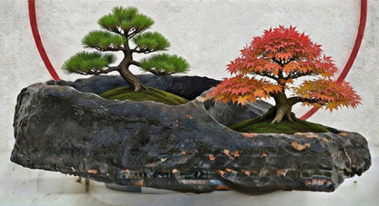 Natural Double-Basin Lingbi Stone Bonsai Pot 05– Authentic Chinese Viewing Stone