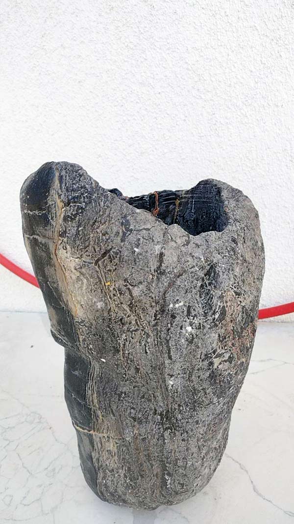 Natural Lingbi Stone Bonsai Pot 04- Whole-Piece Unique Landscape Viewing Stone 17x14x2.5in