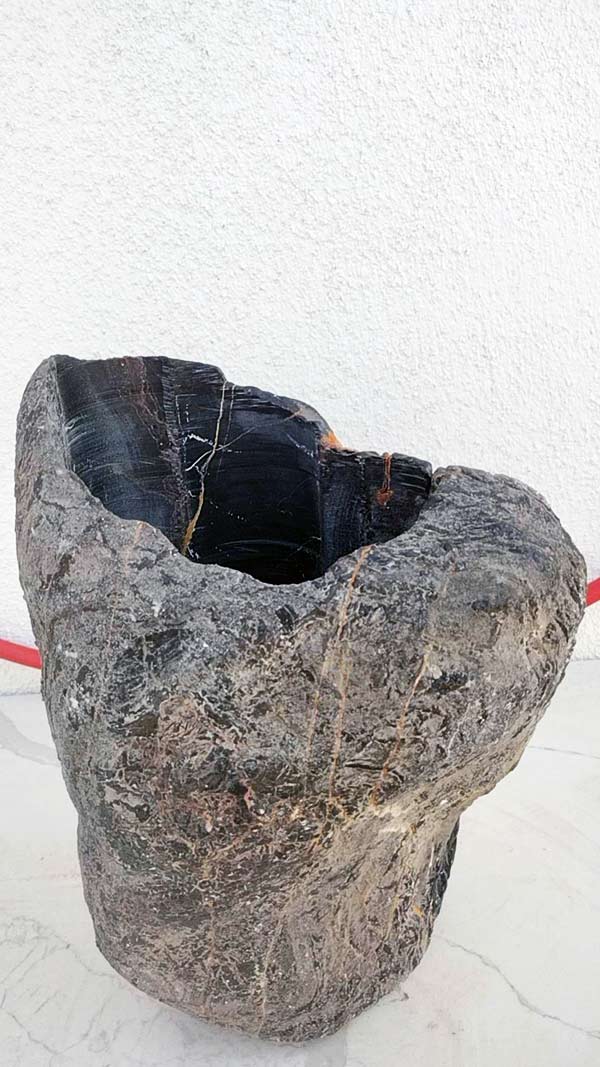 Natural Lingbi Stone Bonsai Pot 04- Whole-Piece Unique Landscape Viewing Stone 17x14x2.5in