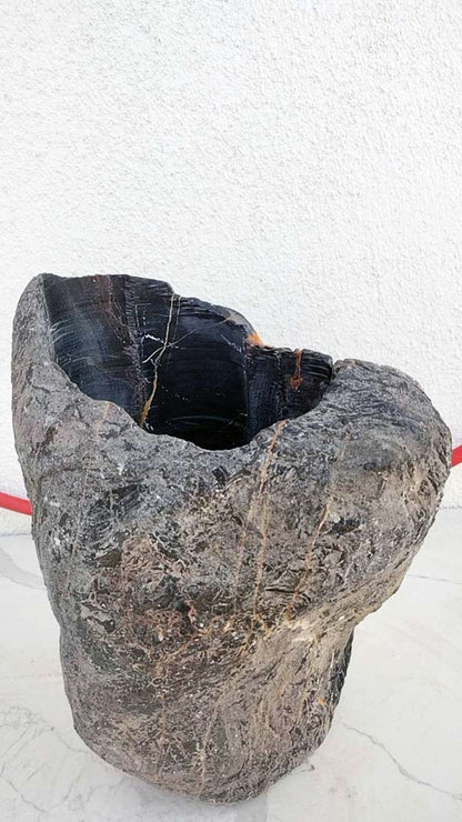 Natural Lingbi Stone Bonsai Pot 04- Whole-Piece Unique Landscape Viewing Stone 17x14x2.5in