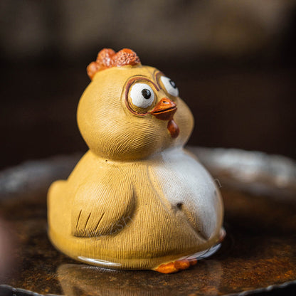 Handmade Tea Pet, FUN Chicken Figurine, Made of Yixing Zisha Clay