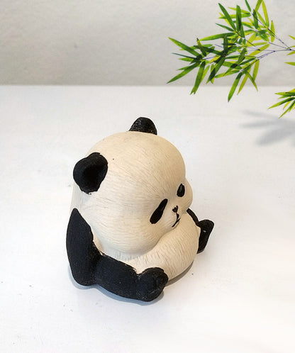 China Yixing Zisha Handmade Tea Pet  A melancholy yet adorably clumsy panda 呆呆的熊猫, Made of Yixing Zisha Clay