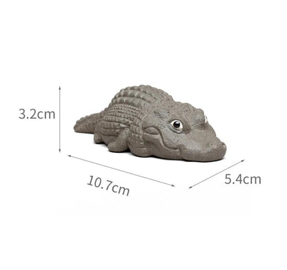 China Yixing Zisha Handmade Tea Pet An irresistibly adorable baby crocodile  萌萌小鳄鱼, home office decorations, Made of Yixing Zisha Clay