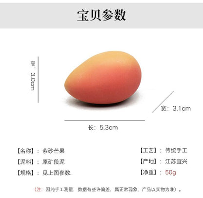 Handmade Tea Pet, Cute Mango Figurine, Made of Yixing Zisha Clay 五彩芒果