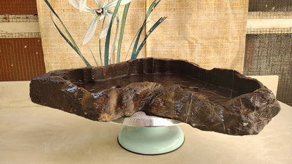 LingBi stone pot – Whole  Natural Landscape bonsai Stone 灵璧石盆景花盆 China solid natural stone 03