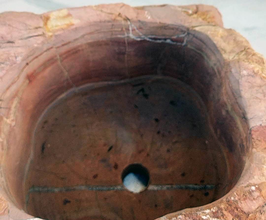 Natural Lingbi Stone Bonsai Pot with hole Whole-Piece Unique Landscape Viewing Stone