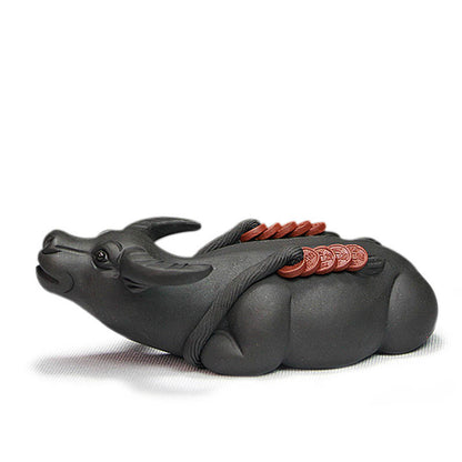 China Yixing Zisha Handmade Tea Pet Bull Decoration, home office decorations, Made of Yixing Zisha Clay