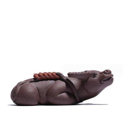 China Yixing Zisha Handmade Tea Pet Bull Decoration, home office decorations, Made of Yixing Zisha Clay
