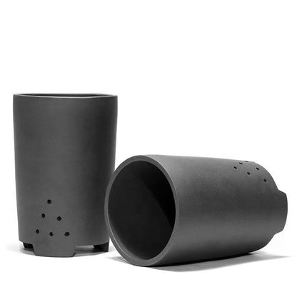 Purple sand flower pot handmade high-draw tube orchid pot simple retro breathable pot zisha planter 紫泥 紫砂花盆