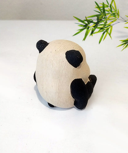 China Yixing Zisha Handmade Tea Pet  A melancholy yet adorably clumsy panda 呆呆的熊猫, Made of Yixing Zisha Clay