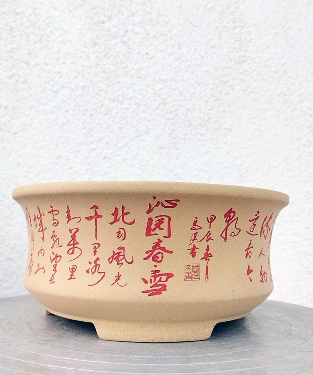 Bonsai pot handmade Ancient Poetry Flower Pot simple retro breathable zisha pot