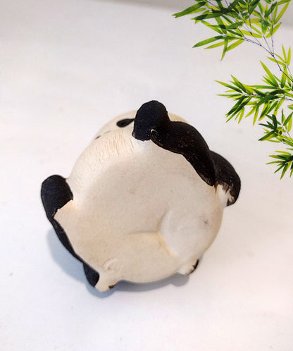 China Yixing Zisha Handmade Tea Pet  A melancholy yet adorably clumsy panda 呆呆的熊猫, Made of Yixing Zisha Clay