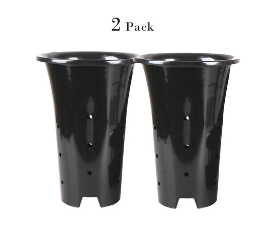 Orchid Pots - Round Plastic Starting Planter Container with Holes Apply to Garden/Outdoor (6.7 Inch, 10inch Black)