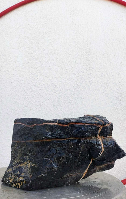 Natural Lingbi Stone Bonsai Pot with hole Whole-Piece Unique Landscape Viewing Stone