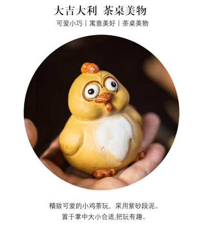 Handmade Tea Pet, FUN Chicken Figurine, Made of Yixing Zisha Clay