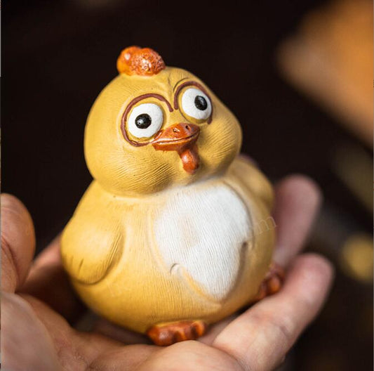 Handmade Tea Pet, FUN Chicken Figurine, Made of Yixing Zisha Clay