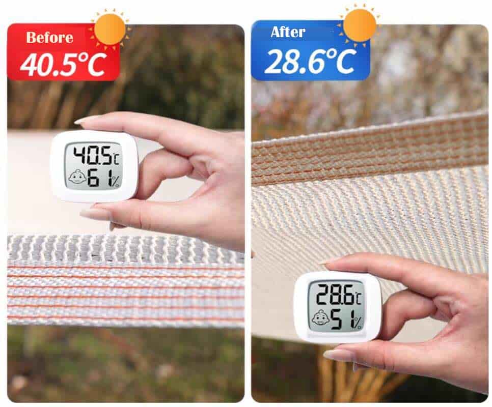 Before and after comparison of a digital thermometer showing temperature change.