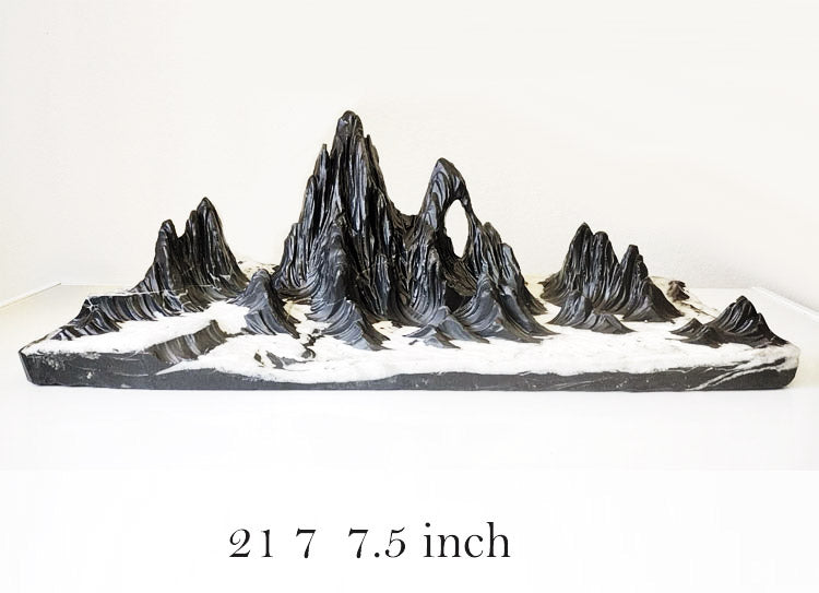 Natural Lingbi Stone Hand-Carved Mountain Sculpture | One-Piece 3 layer Lingbi Rock Bonsai Accent | Chinese Landscape Display Stone CYMUS Nurery