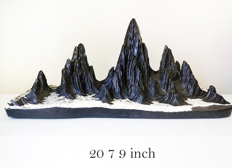 Natural Lingbi Stone Hand-Carved Mountain Sculpture | One-Piece 3 layer Lingbi Rock Bonsai Accent | Chinese Landscape Display Stone CYMUS Nurery
