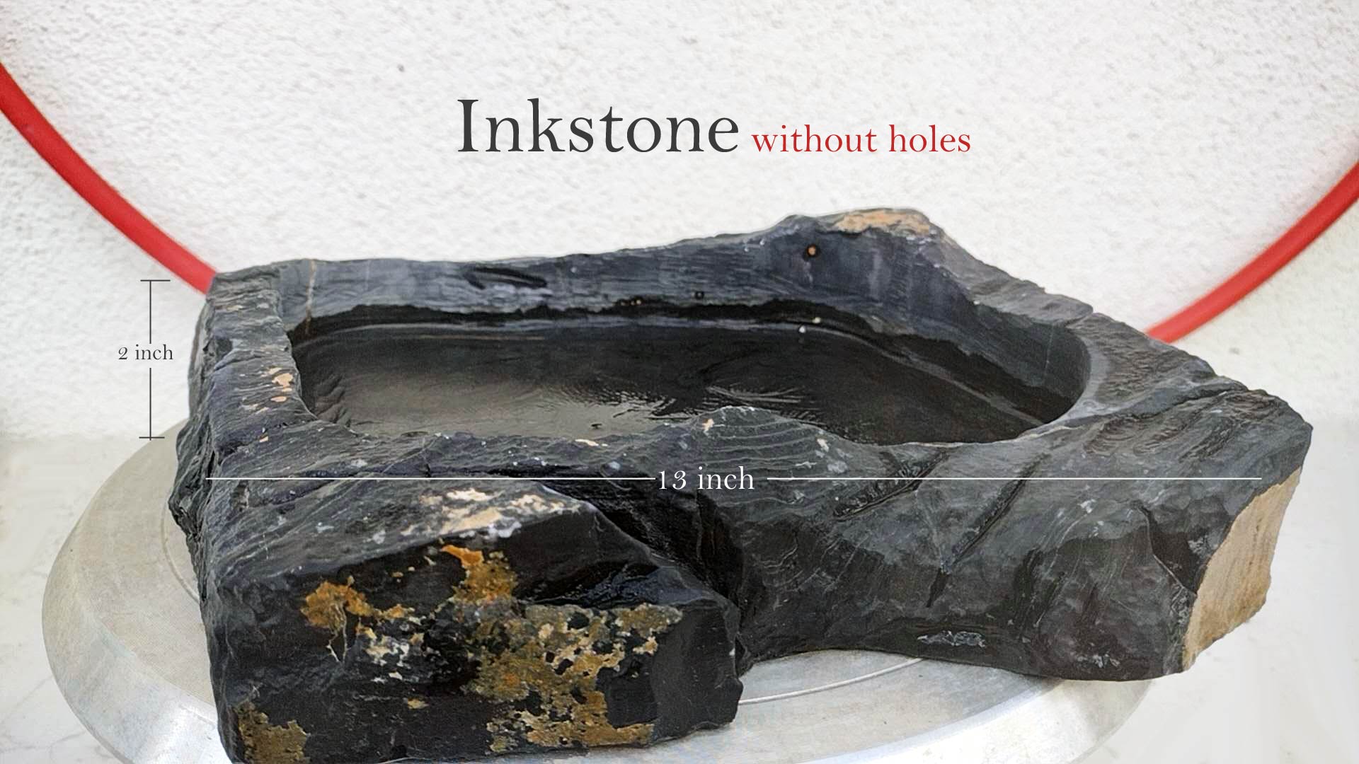 Inkstone without holes with measurements on a white background