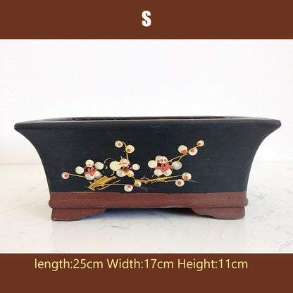 Purple Sand Bonsai Pot Handmade Bonsai Pot Hand Drawn Purple Clay Bonsai Basin