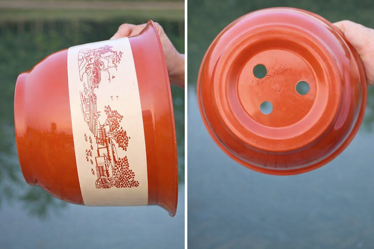 Imitation ceramic circular plastic plum blossom pot bonsai pot