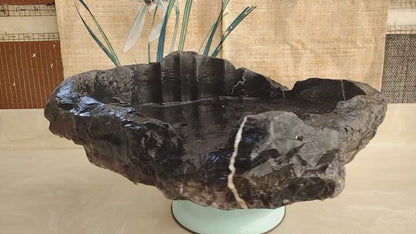 LingBi stone pot – Whole  Natural Landscape bonsai Stone 灵璧石盆景花盆 China solid natural stone 02