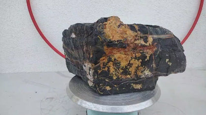 Natural Lingbi Stone Bonsai Pot 01- Whole-Piece Unique Landscape Viewing Stone 17x10x8in