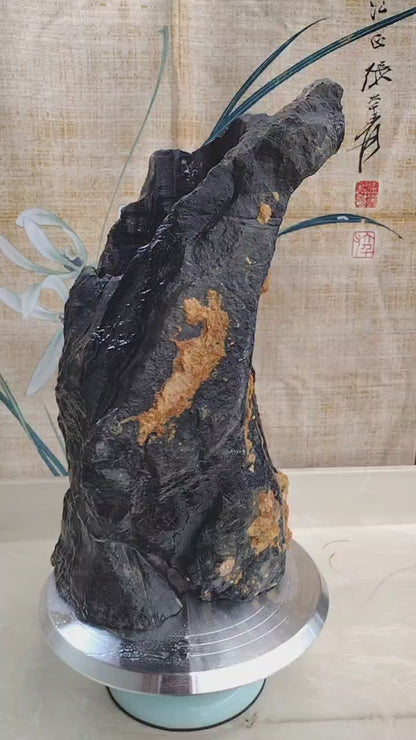 LingBi stone vase pot – Whole Natural Landscape bonsai Stone 灵璧石盆景花盆 China solid natural stone 07