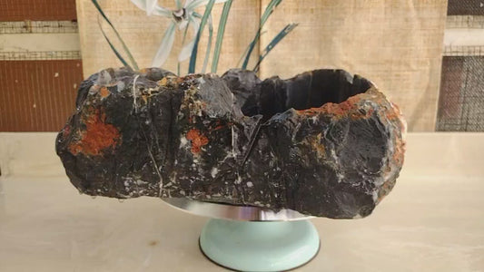 LingBi stone pot – Whole Natural Landscape bonsai Stone 灵璧石盆景盆 China solid natural stone 01